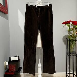 NEW Rem Garson VNTG Suede Chocolate Mini Bootcut Mid Rise Trousers Pants 4 NWOT